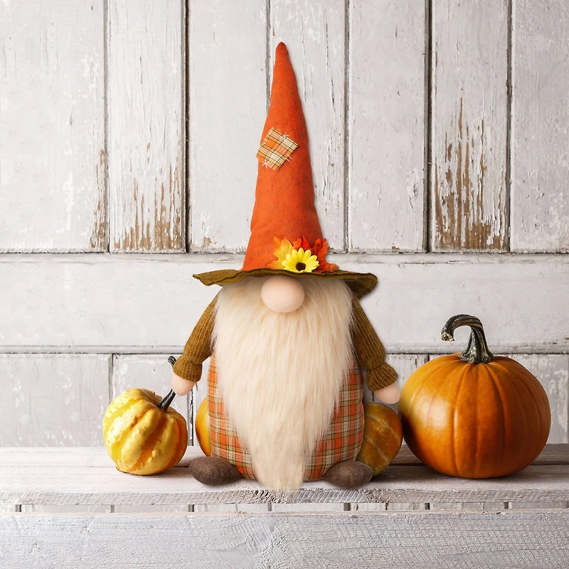Glitzhome® 24" Fall Fabric Gnome Décor Accent