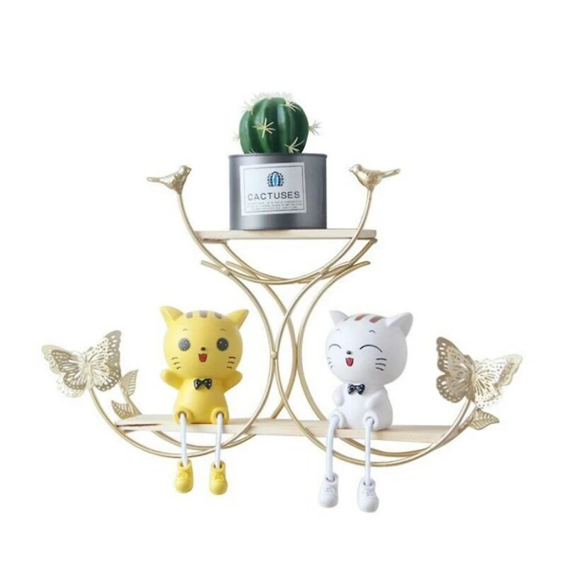 NEX™ Gold Iron Butterfly Models 2-Tier Floating Wall Shelf