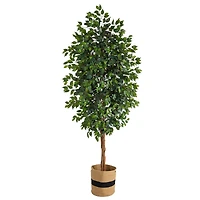 8ft. Ficus Artificial Tree in Handmade Natural Cotton Planter