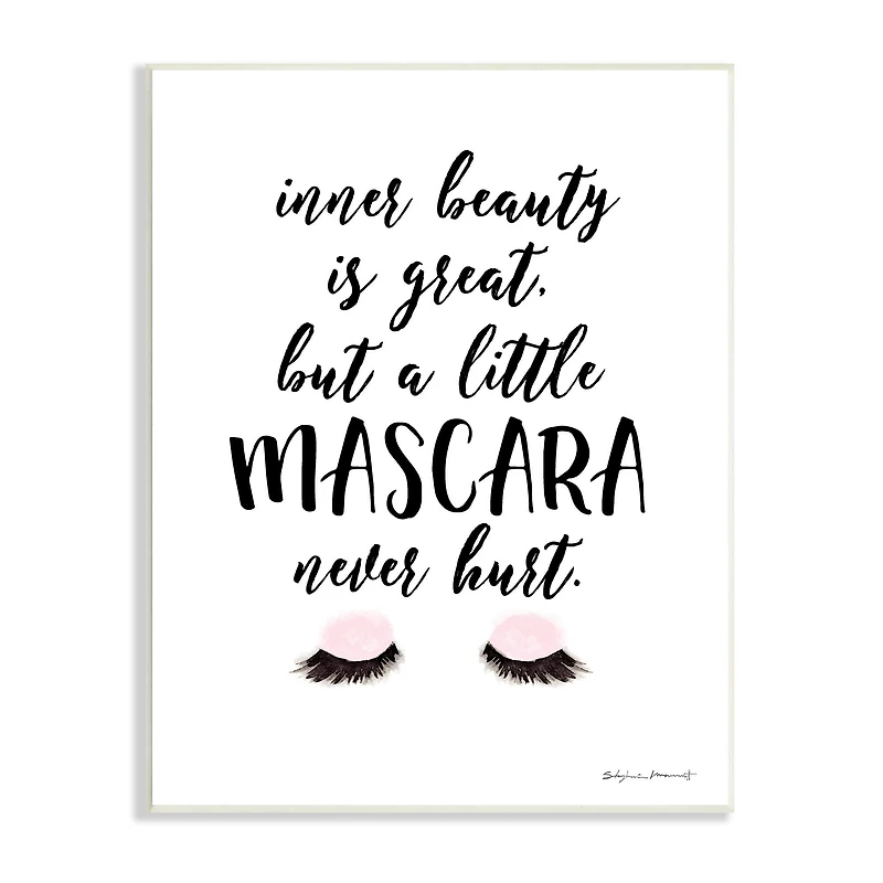 Stupell Industries A Little Mascara Never Hurt Phrase Glam Lashes Wall Plaque