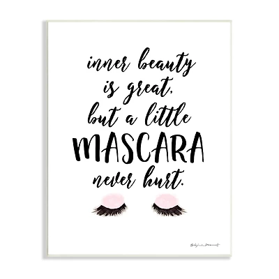 Stupell Industries A Little Mascara Never Hurt Phrase Glam Lashes Wall Plaque
