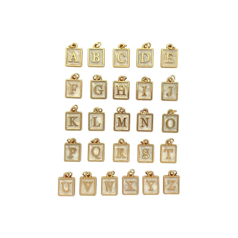 Blue Moon Studio™ Square Gold-Colored Alphabet Charm Set