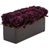Dozen Silk Roses in Ceramic Rectangular Planter
