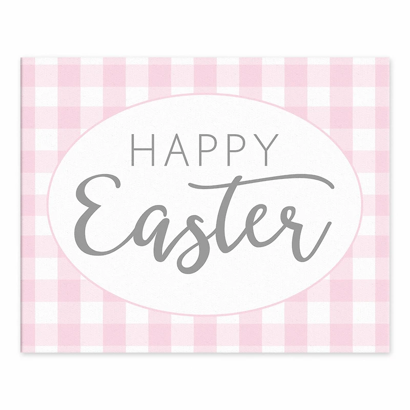 Pink Buffalo Check Happy Easter Tabletop Canvas