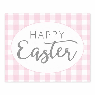 Pink Buffalo Check Happy Easter Tabletop Canvas