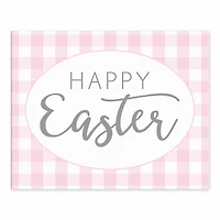 Pink Buffalo Check Happy Easter Tabletop Canvas