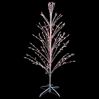 4ft. Pre-Lit White Cascade Twig Outdoor Artificial Christmas Tree, Multicolor Lights