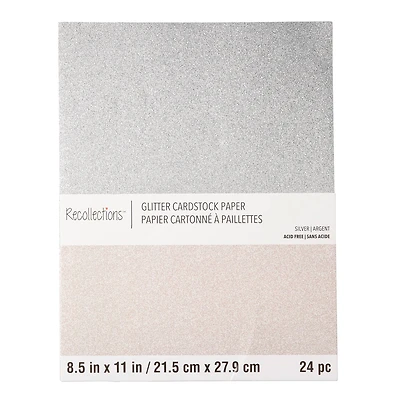 Silver Glitter 8.5" x 11" Cardstock Paper by Recollections™, 24 Sheets