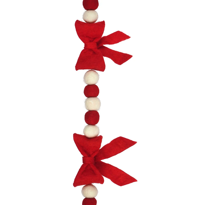 6ft. Red & White Pom Pom & Bow Garland by Ashland®