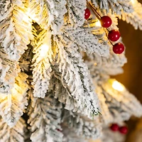 Glitzhome® 4FT Oversized Christmas Woodland Santa with 5FT Lighted Flocked Artificial Christmas Tree