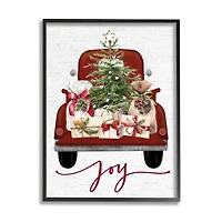 Stupell Industries Joy Holiday Red Gift Truck Framed Giclee Art