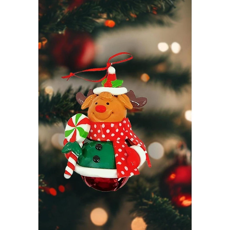 Wizardi 4" Christmas Glossy Gingerbread Reindeer Ornament