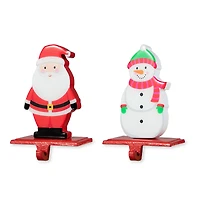 Glitzhome® 6.5" Christmas Santa & Snowman Stocking Holder Set
