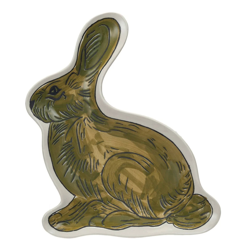 Hello Honey® 9.5" Brown Hand-Painted Stoneware Rabbit Plate