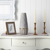 15" Regal Stone Decorative Vase with Gold Accents