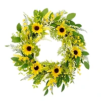 30'' Green and Yellow Sunflower Floral Spring Wreath