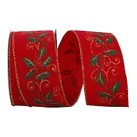 JAM Paper 2.5" x 25yd. Wired Holly Hope Ribbon