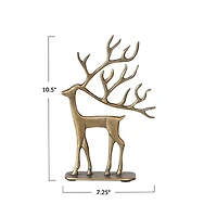 Hello Honey® 10.5" Antique Gold Cast Aluminum Reindeer on Base