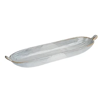 Hello Honey® 13.25" Long White Stoneware Dish with Reactive Glaze