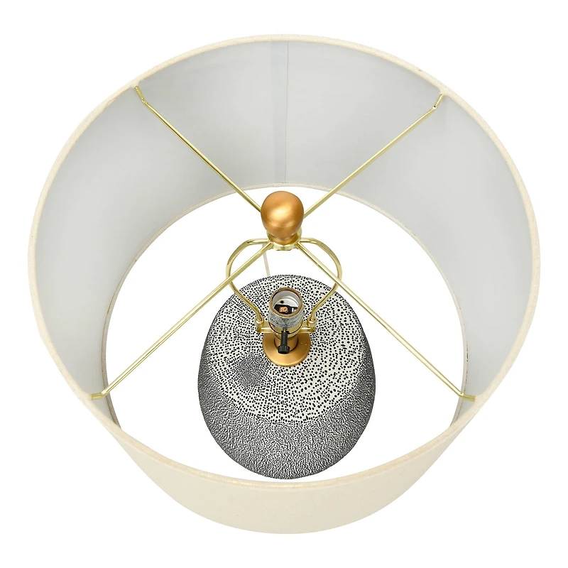 Hello Honey® 26'' Textured Blue Glaze Ceramic Table Lamp with Natural Linen Shade