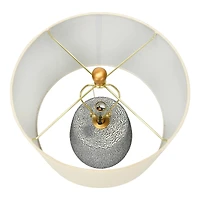 Hello Honey® 26'' Textured Blue Glaze Ceramic Table Lamp with Natural Linen Shade