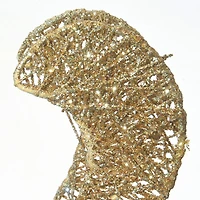 48" White Sisal Reindeer Pulling Sleigh with 140 Cool White LED Lights