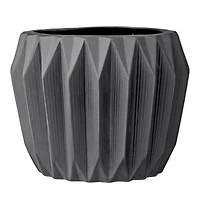 Hello Honey® 8" Round Gray Fluted Ceramic Flower Pot