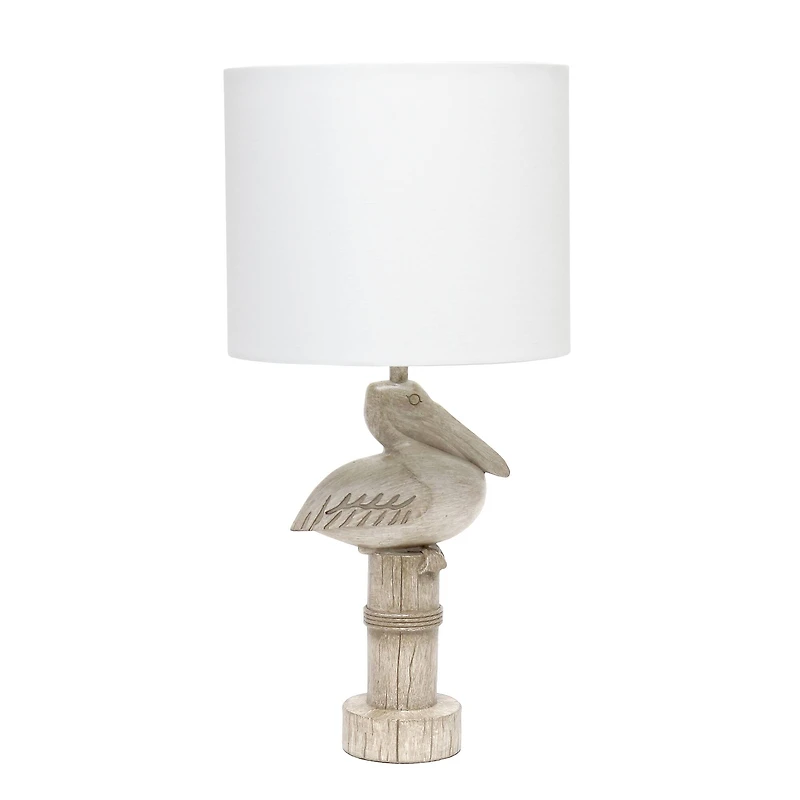 Simple Designs™ 17" Beige Wash Sitting Pelican Table Lamp with White Shade
