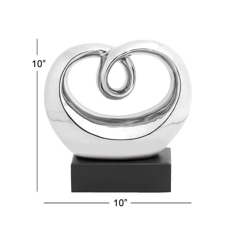 10" Silver Ceramic Modern Abstract Sculpture
