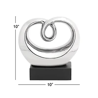 10" Silver Ceramic Modern Abstract Sculpture