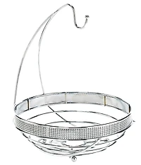 Kitchen Details Round Chrome Pave Diamond Fruit Basket with Banana Tree