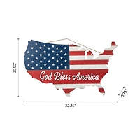 Glitzhome® 32.5" Wooden Patriotic America Map Wall Décor