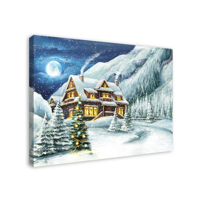 Cabin In The Mountains 40x30 Canvas Wall Art