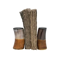 Hello Honey® 5.25" Horn & Brass Bookends Set