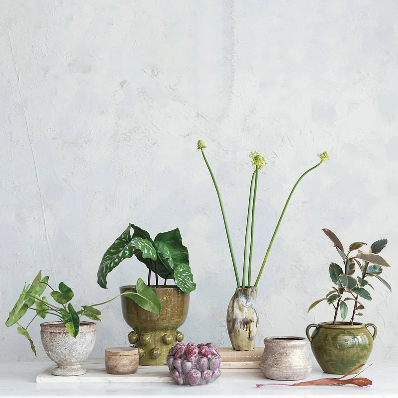 Hello Honey® 8" Round Distressed Terra Cotta Footed Planter