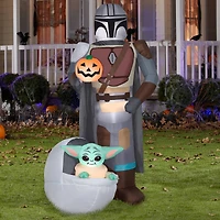 6.5ft. Airblown® Inflatable Halloween Star Wars Mandalorian & The Child with Pumpkin