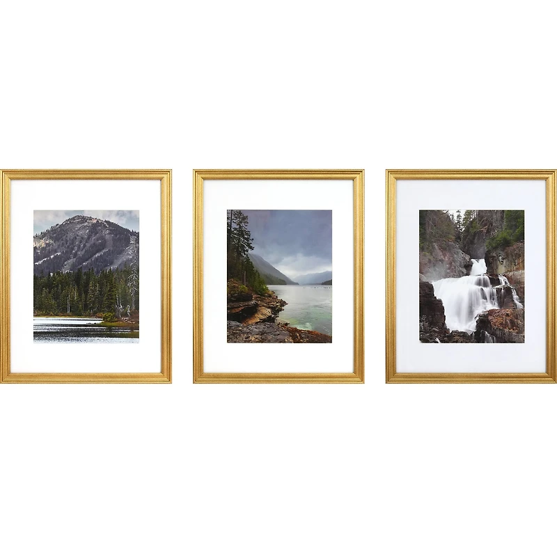3 Pack Gallery™ Gold Frame with Mat by Studio Décor