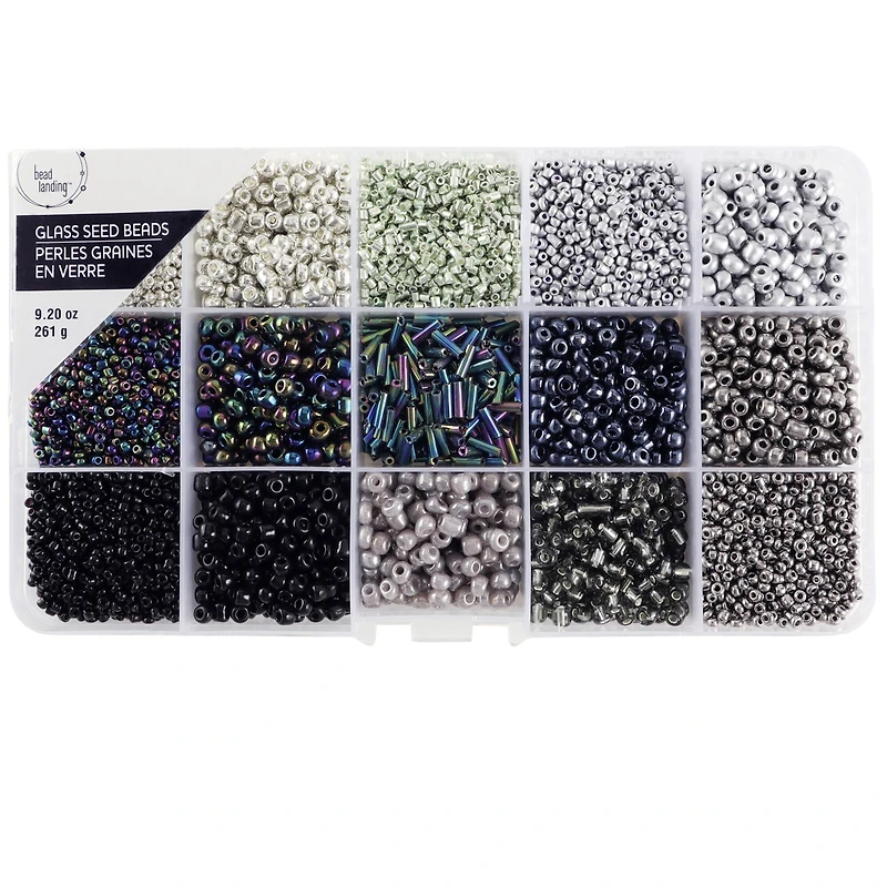 Black & Silver Mix Glass Seed Beads by Bead Landing®