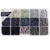 Black & Silver Mix Glass Seed Beads by Bead Landing®