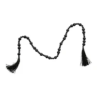 Hello Honey® 45" Black Acacia Wood Bead Garland with Raffia Tassel