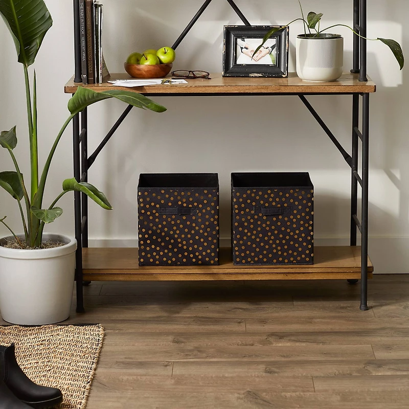 DII® 11" Black & Gold Dots Storage Cube, 2ct.