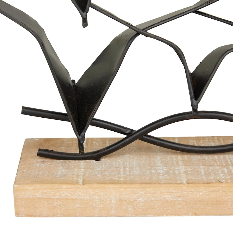 Black Metal Coastal Birds Sculpture, 14" x 19" x 4"