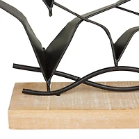 Black Metal Coastal Birds Sculpture, 14" x 19" x 4"