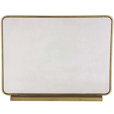 37.75" Gold Metal 1-Panel Living Room Fireplace Screen with Rounded Edges and Rectangular Base