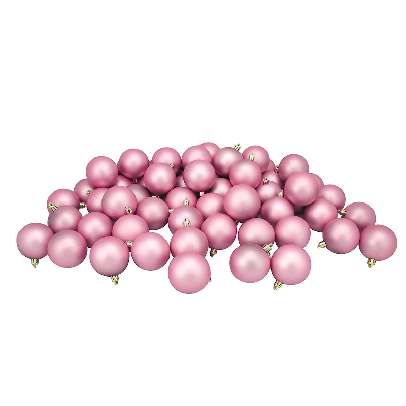 60ct Matte Bubblegum Pink Shatterproof Ball Ornaments