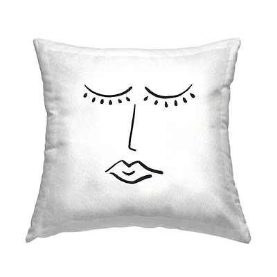 Stupell Industries Closed Eye Face Minimal Boho Design Throw Pillow, 18" x 18"