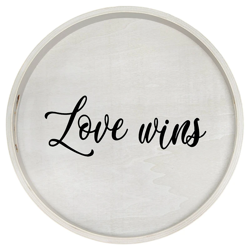 Elegant Designs™ 13.8" Round Love Wins Serving Tray with Handles