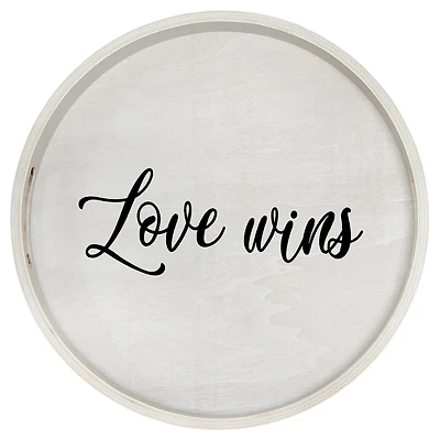 Elegant Designs™ 13.8" Round Love Wins Serving Tray with Handles