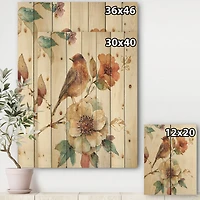 Designart - Farmhouse Bird on Flower Branch