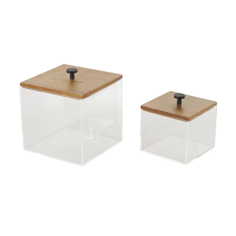 Clear & Brown Box Set with Brown Wooden Lids
